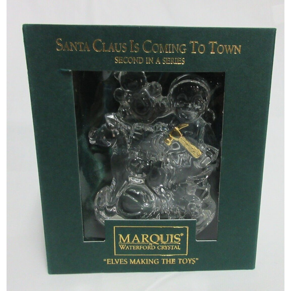 MARQUIS WATERFORD CRYSTAL ELVES MAKING THE TOYS SANTA CLAUS IS COMING TO TOWN - Picture 1 of 8
